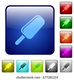 Ice lolly icons in rounded square color glossy button set