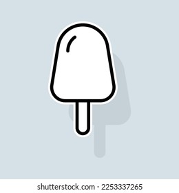 Ice lolly line icon. Sweets for children, dairy products, frozen juice, cafe, sweet cone, frozen, delicious dessert, icing. Eating concept. Vector sticker line icon on white background
