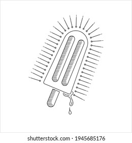 Ice Lolly Monoline Style, Single Stroke Width Ice Cream, Popsicle Vector Art Illustración