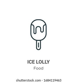 Ice lolly outline vector icon. Thin line black ice lolly icon, flat vector simple element illustration from editable food concept isolated stroke on white background