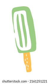 Ice Lolly Popsicle Drawing Hand Painted With Ink Brush Isolated On White Background. Vector Illustration