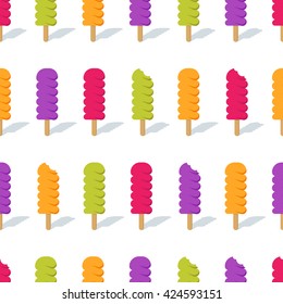 Ice lolly seamless vector background. Vector summer pattern with ice cream. Design for summer fashion textile print, wrapping paper, trendy web backgrounds, cafe and desserts.
