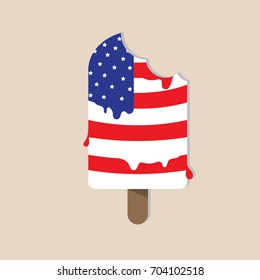 Ice Lolly Vector. USA flag, American flag ice cream vector