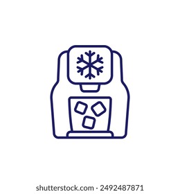 ice maker icon on white, ice machine line vector