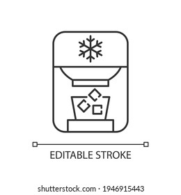 Ice Maker Linear Icon. Freezer Device. Electric Machine For Household. Small Kitchen Appliance. Thin Line Customizable Illustration. Contour Symbol. Vector Isolated Outline Drawing. Editable Stroke