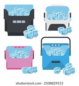 Ice makers vector cartoon set isolated on a white background.
