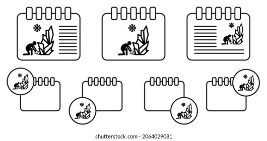 Ice man vector icon in calender set illustration for ui and ux, website or mobile application