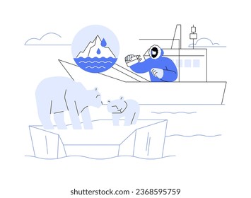 Ice melting abstract concept vector illustration. Process of rising ocean temperature, ice melting problem, environmental issue, climate change consequences, ecology catastrophe abstract metaphor.