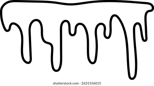 O derretimento do gelo é retratado com linhas fortes e fluidas em um estilo minimalista.  A substância líquida pinga para baixo em um padrão suave e contínuo de curvas. Ilustração de vetor de desenhos animados