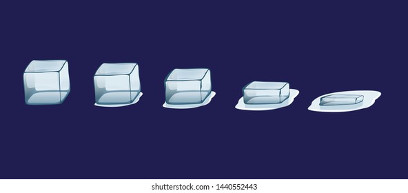 Ice Melting Down Slowly Sequence Frame Vector Illustration