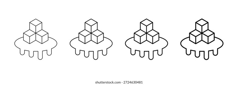 Ice Melting Icons Vector Set In Different Stroke Line Style