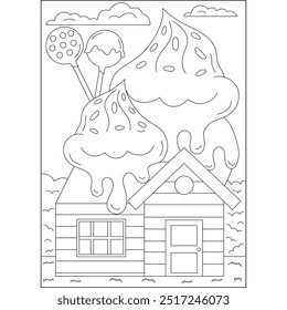 ice miniature house coloring book page for kids and adults creative coloring mindful relaxation activity