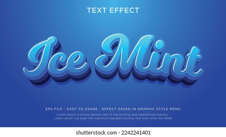 Ice mint editable text effect with 3d style