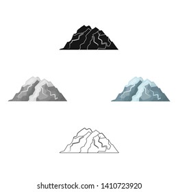 Ice mountain all the cracks.The mountain from which icebergs. Different mountains single icon in cartoon,black style vector symbol stock illustration. Ice mountain all the cracks.The mountain from which icebergs. Different mountains single icon in cartoon,black style vector symbol stock illustration.