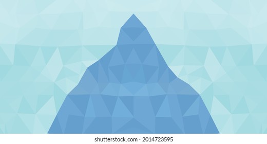 Ice mountain. Blue abstract low-poly. Vector 3D design template. Geometric background with ice texture.