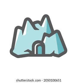 Ice Mountain Cave Vector icon Cartoon illustration