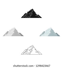 Ice mountain covered with snow.A mountain for skiing.Different mountains single icon in cartoon style vector symbol stock illustration.