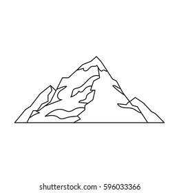 Ice mountain covered with snow.A mountain for skiing.Different mountains single icon in outline style vector symbol stock illustration.
