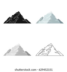 Ice mountain covered with snow.A mountain for skiing.Different mountains single icon in cartoon style vector symbol stock illustration.