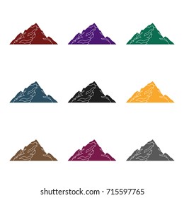 Ice mountain covered with snow.A mountain for skiing.Different mountains single icon in black style vector symbol stock illustration.