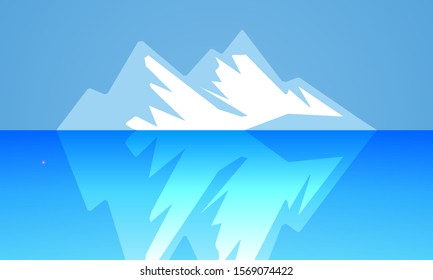 Ice mountain and iceberg, vector art illustration.