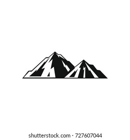 Ice mountain icon. Black simple silhouette illustration of mountain vector icon for web isolated on white background