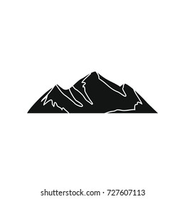 Ice mountain icon. Black simple silhouette illustration of mountain vector icon for web isolated on white background