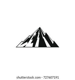 Ice mountain icon. Black simple silhouette illustration of mountain vector icon for web isolated on white background