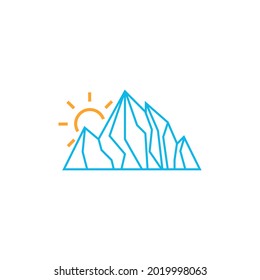 Ice mountain icon line art design illustration template