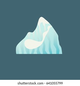 Ice mountain, icy mountain peak, vector isolated gradient sign.
