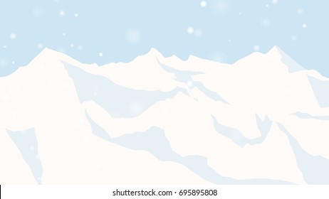 Ice mountain landscape with snowfall