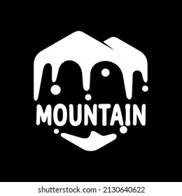 ice mountain logo design with flat white color style