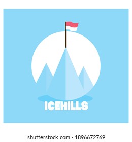 ice mountain logo with flag at the top. vector design