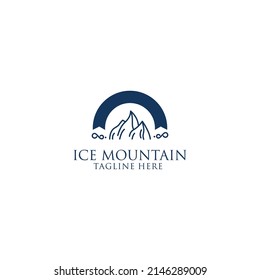 Plantilla vectorial de diseño de iconos de logotipo de montaña de hielo