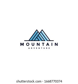 Logo de la Montaña del Hielo - logotipo lineal minimalista. ilustración vectorial de la plantilla del logotipo de la empresa de exploración, aventura, turismo.