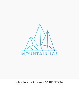 Ice mountain with monoline style logo design template, good for company, corporate