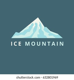 Ice mountain vector symbol. Glacier on the top of the mountain sign of extreme mountain tourism.