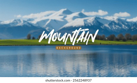 Ice mountain view with blue lake background, mountain view vector illustration
