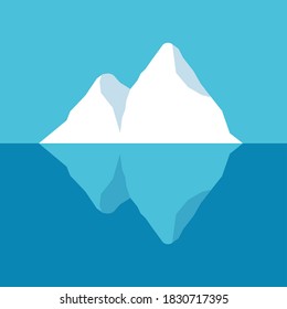 Ice mountain in the water. Reflection in the water. Vector illustration 
