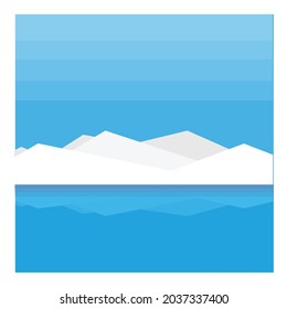 Ice mountains with surrounding oceans vector design.