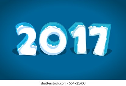 Ice number 2017 isolated on dark background. Vector illustration.
