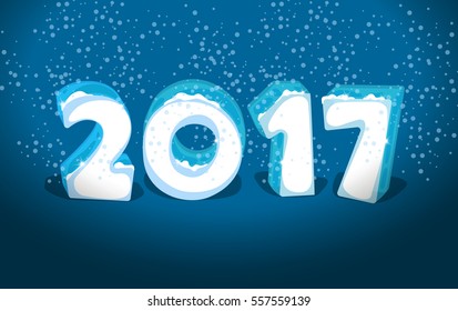 Ice number 2017 isolated on dark background. Vector illustration.