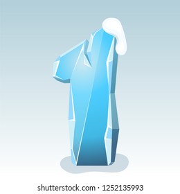 Ice number one with snow on the top, vector font
