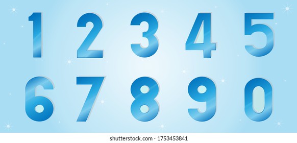 Ice numbers 0-9, vector illustration.
