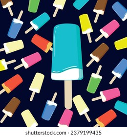 ice on a stick - hot summer vector illustration on blue