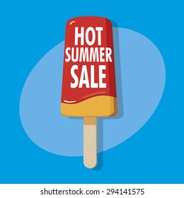 ice on a stick - hot summer sale illustration