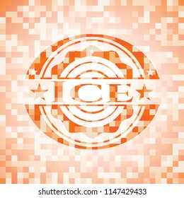 Ice orange mosaic emblem with background