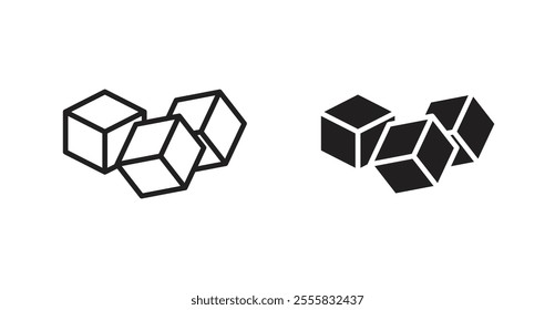 Ice outlined and solid icon vector collection.