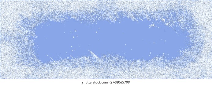 Ice overlay background with texture grunge noise for border frame frozen. Effect grainy vector with rink element winter for scratch crack abstract. Blue dirty ice with bg texture snow.