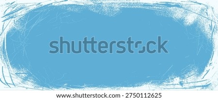 Ice overlay border. Snow and grunge texture effect with scratch worn frame. Background rink edge and oval rough water with border paper. Backdrop icy and winter grunge skate with frozen vector texture